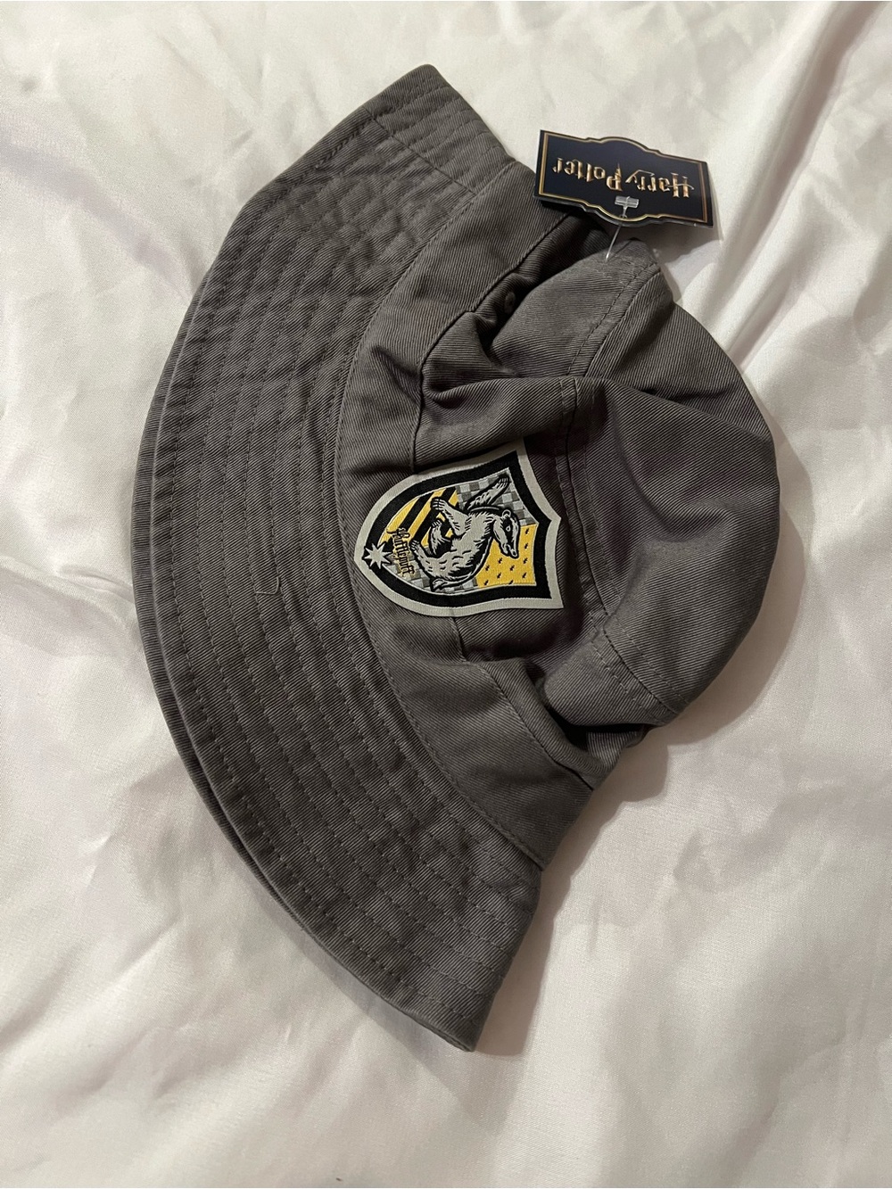 Warner Bros. Gray Hufflepuff Bucket Hat with Crest Patch